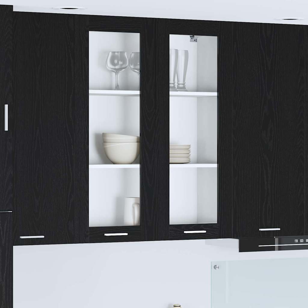 Hengende skap med dør Svart Eik 80 x 31 x 100 cm Konstruert tre