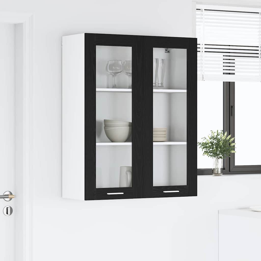 Hengende skap med dør Svart Eik 80 x 31 x 100 cm Konstruert tre