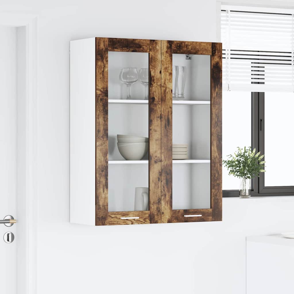 Hengende skap med dør Røkt eik 80 x 31 x 100 cm Konstruert tre