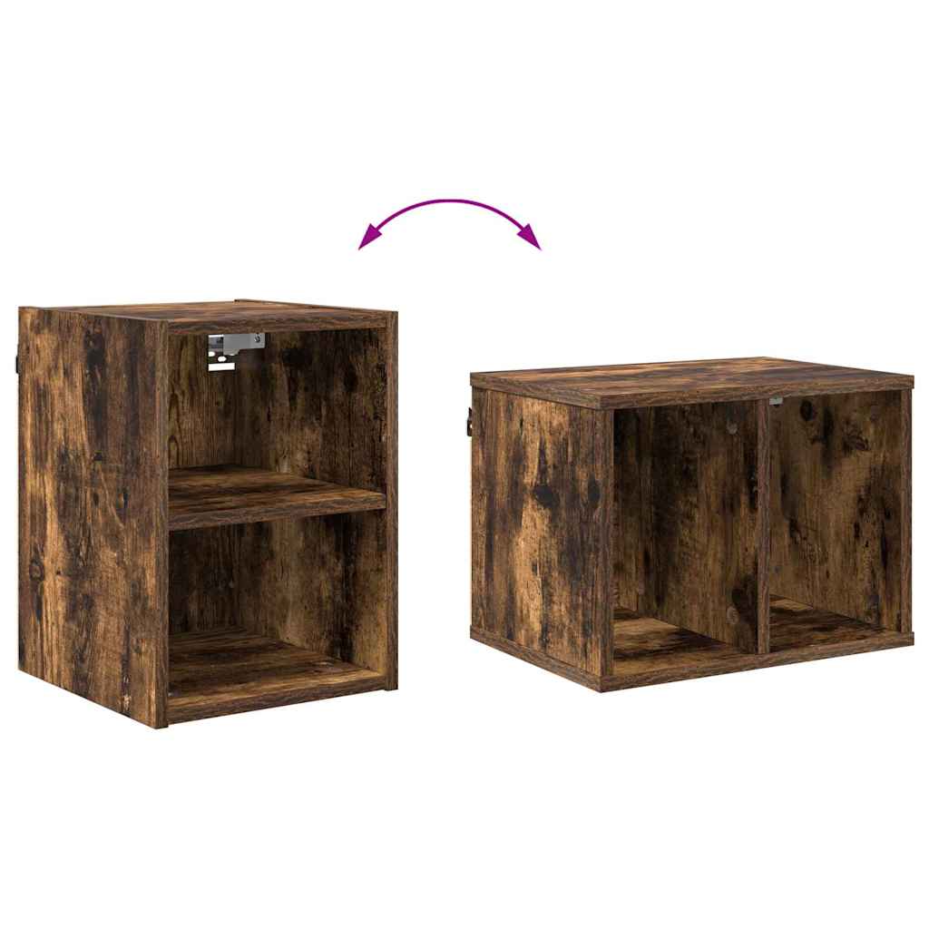 Hengende skap Røkt eik 30 x 29,5 x 40 cm Konstruert tre
