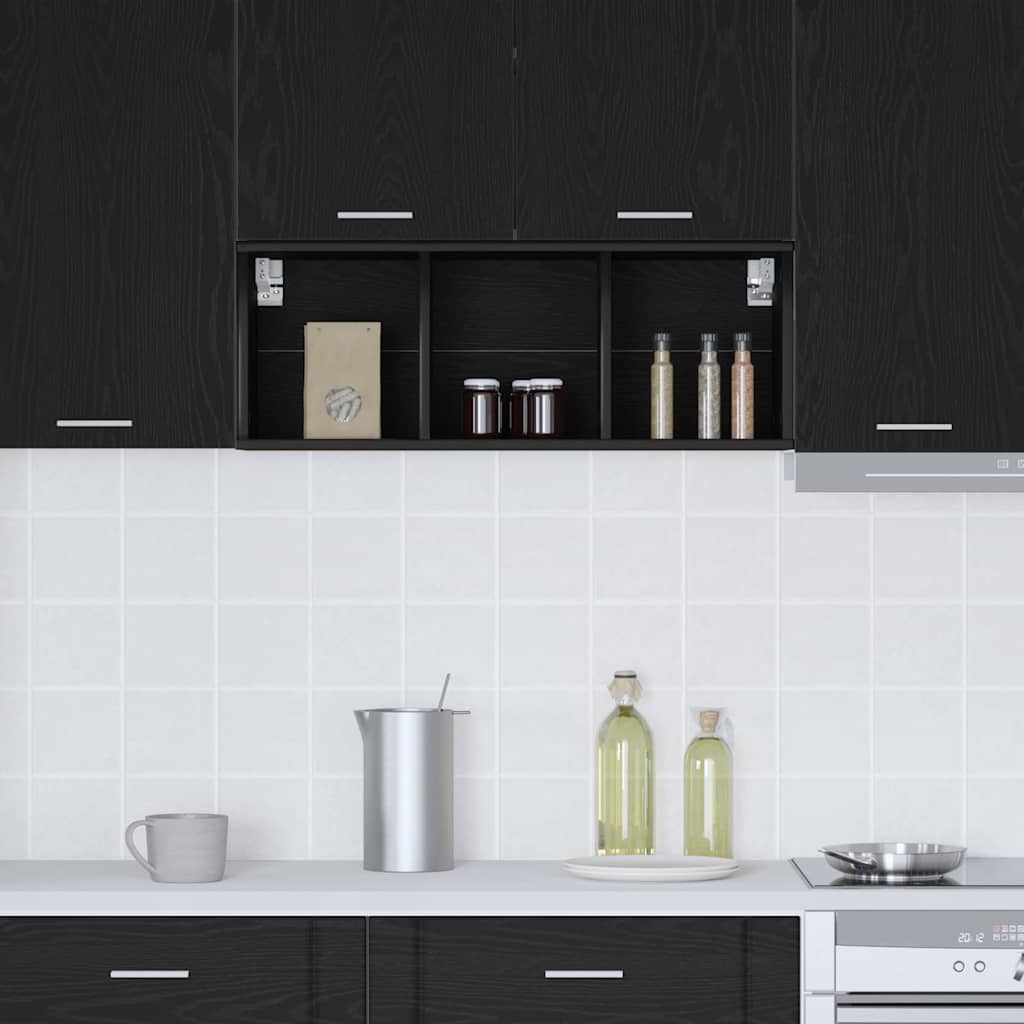 Hengende skap Svart Eik 30 x 29,5 x 80 cm Konstruert tre