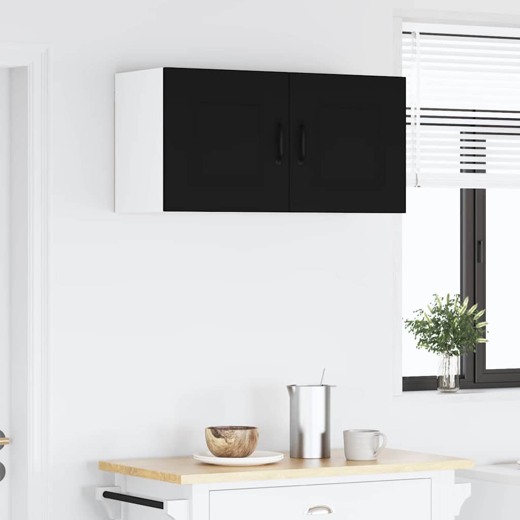 Kjøkken veggskap med hylle Svart 80 x 31 x 40 cm Konstruert tre