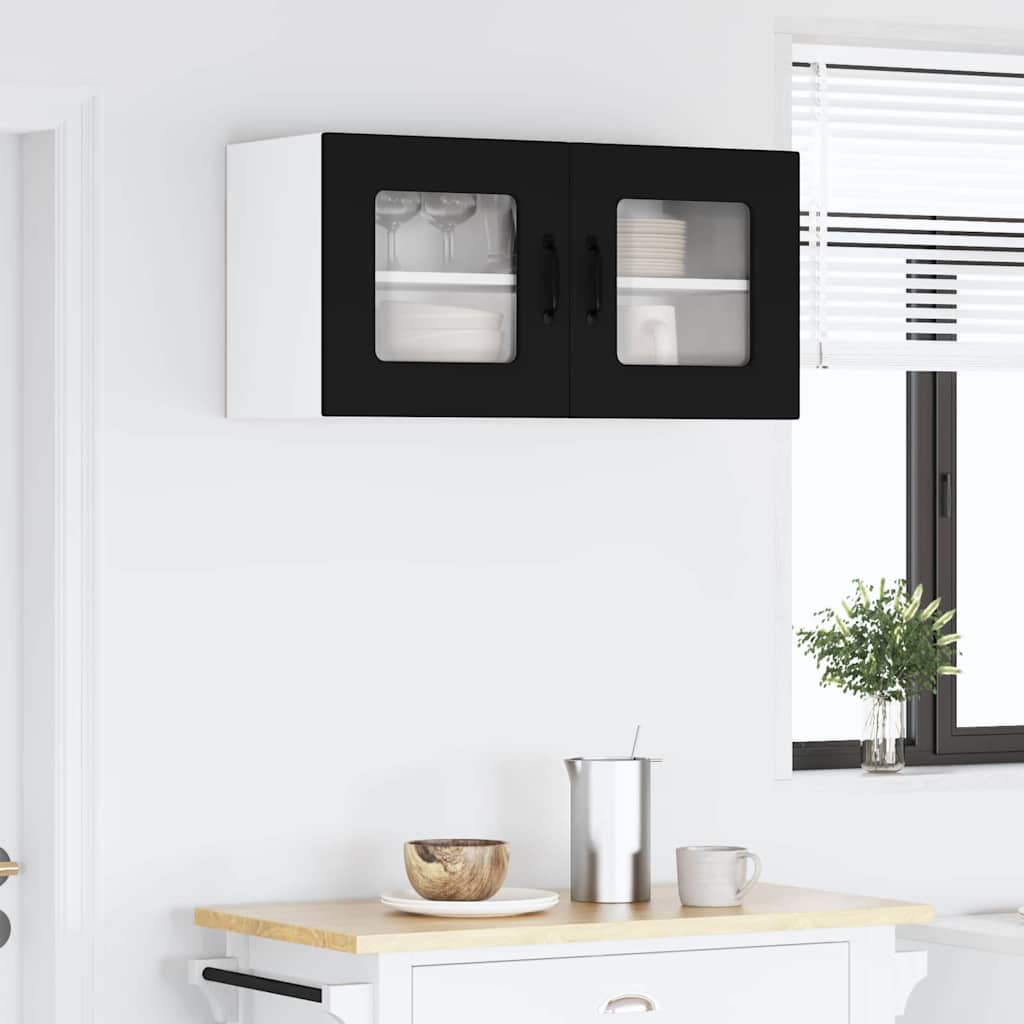 Kjøkken veggskap med hylle Svart 80 x 31 x 40 cm Konstruert tre