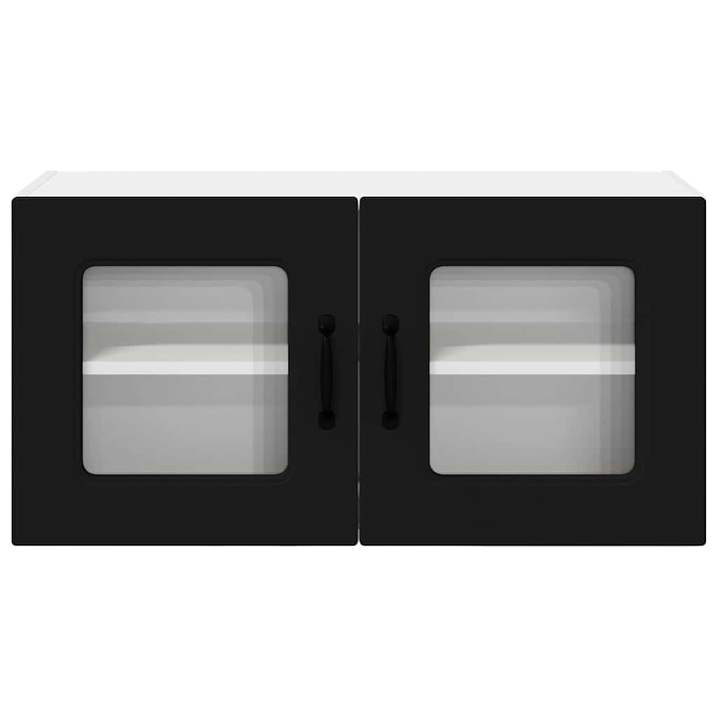 Kjøkken veggskap med hylle Svart 80 x 31 x 40 cm Konstruert tre