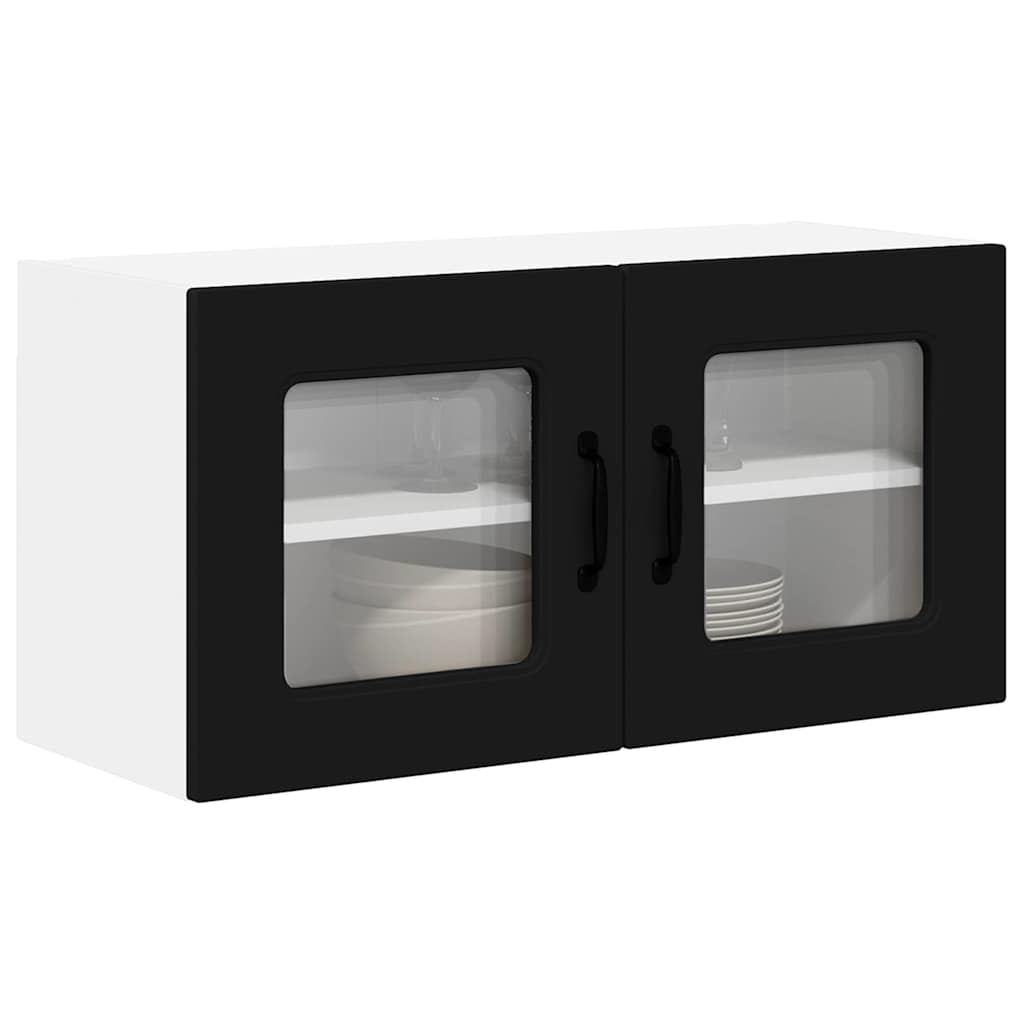 Kjøkken veggskap med hylle Svart 80 x 31 x 40 cm Konstruert tre