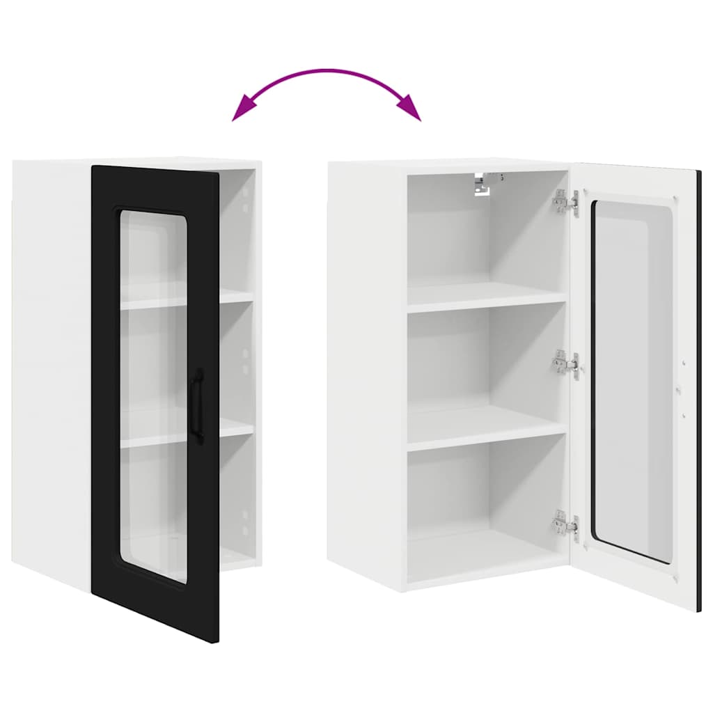 Kjøkken veggskap med hylle Svart 40 x 31 x 80 cm Konstruert tre