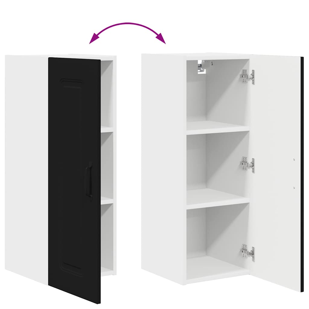 Kjøkken veggskap med hylle Svart 30 x 31 x 80 cm Konstruert tre