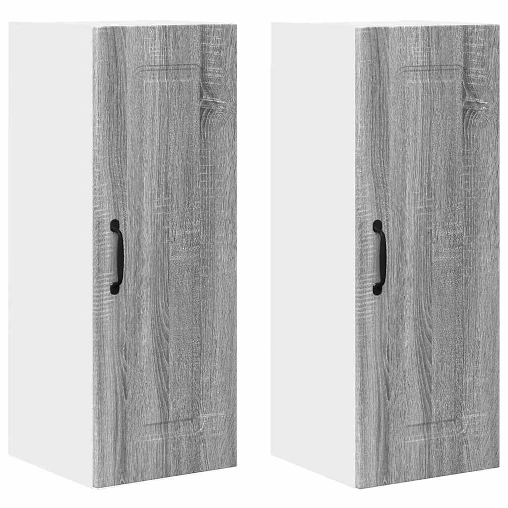 Kjøkken veggskap med hylle 2 pcs Grå Sonoma 30 x 31 x 80 cm