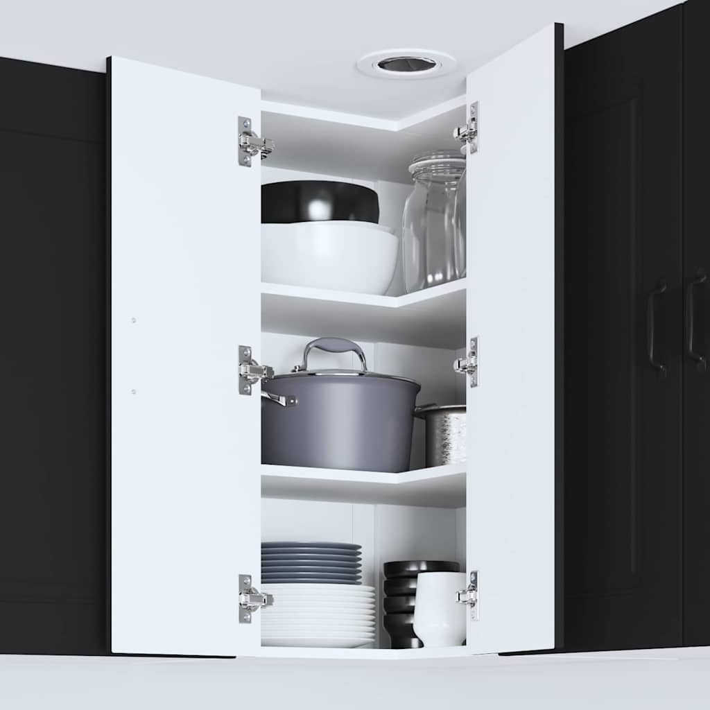 Kjøkken veggskap med hylle Svart 57 x 57 x 80 cm Konstruert tre