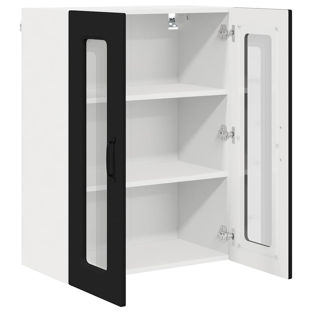 Kjøkken veggskap med hylle Svart 60 x 31 x 80 cm Konstruert tre