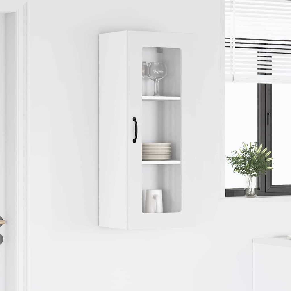 Kjøkken veggskap med hylle Høyglanset hvit 40 x 31 x 100 cm