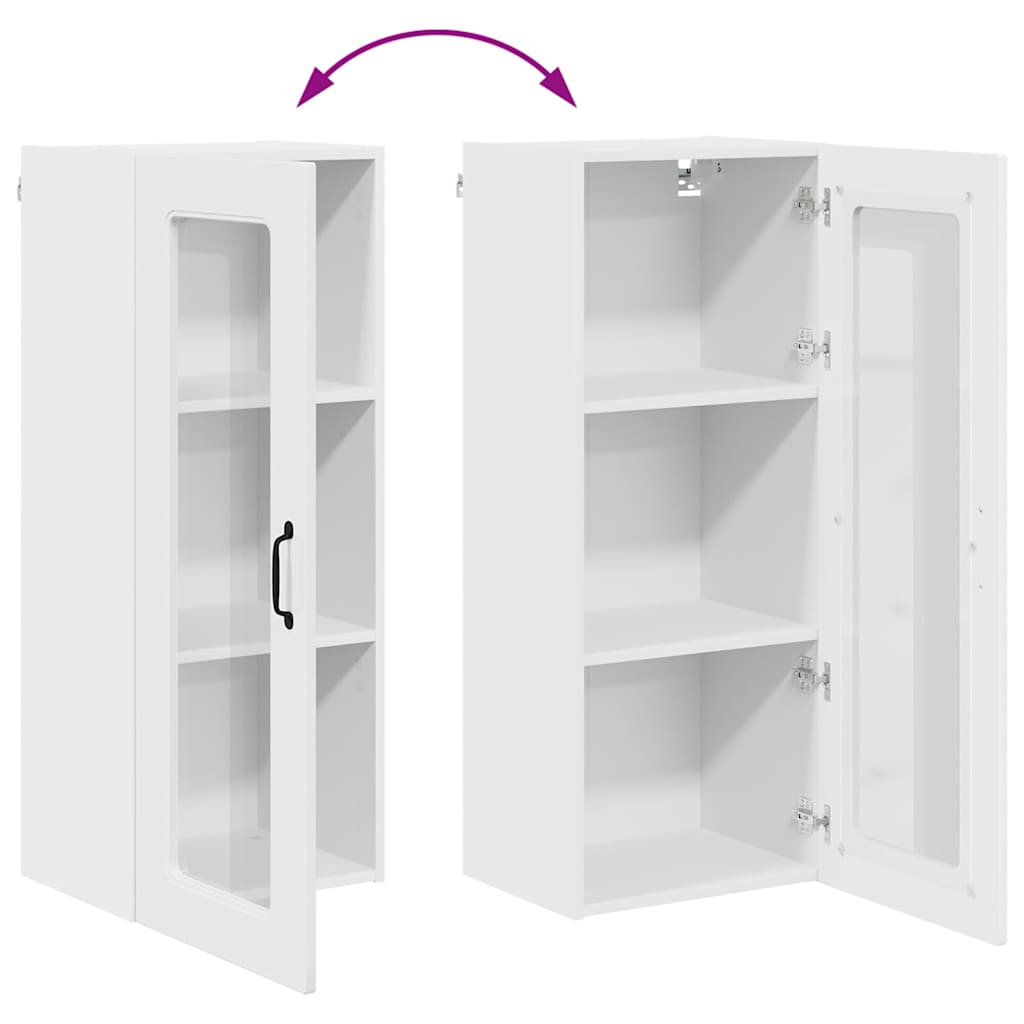 Kjøkken veggskap med hylle Høyglanset hvit 40 x 31 x 100 cm