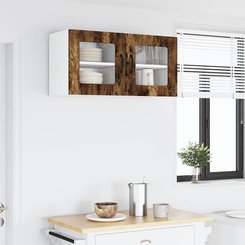 Vegghylle LUCCA 2 pcs Røkt Eik 40 x 31 x 40 cm Konstruert tre