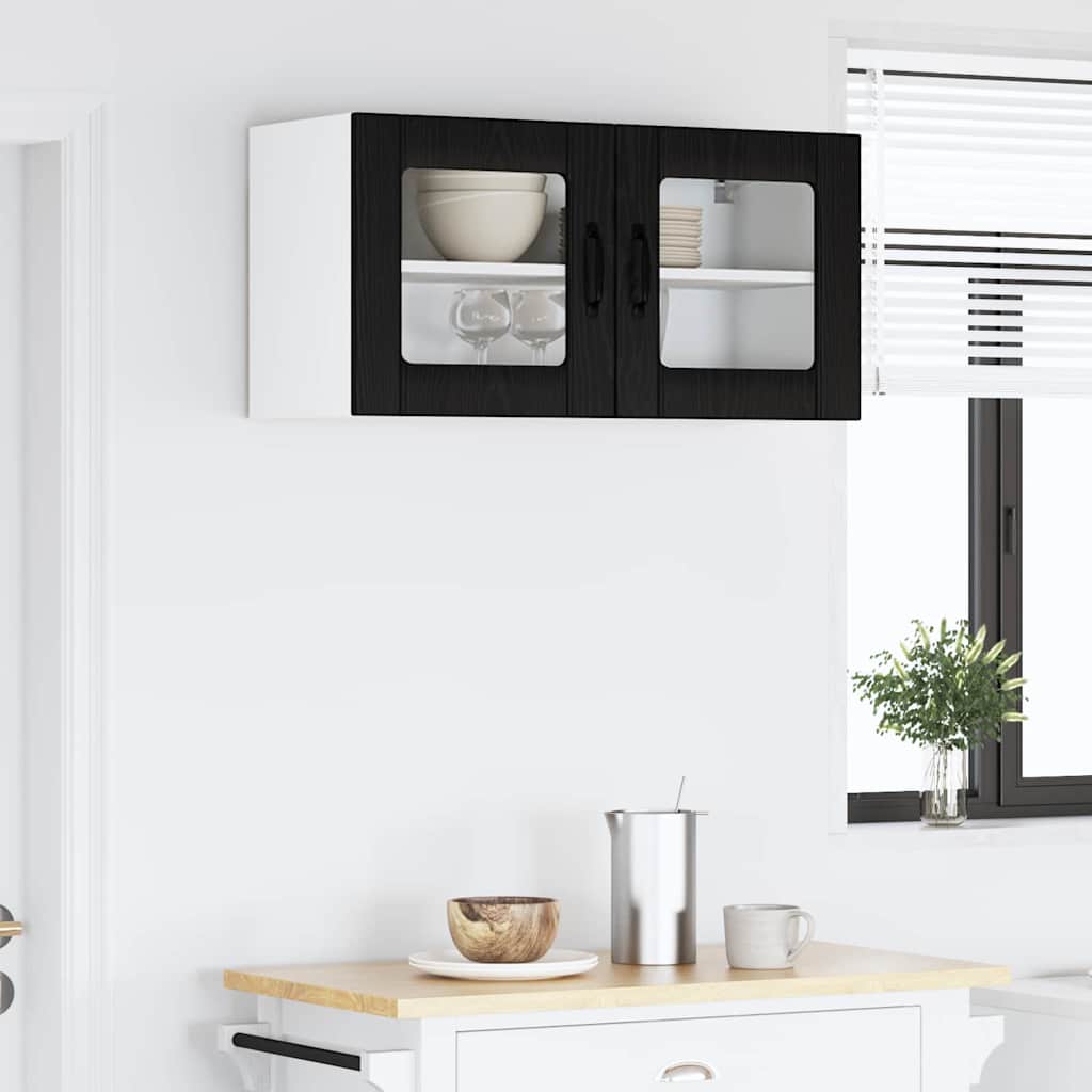 Vegghylle LUCCA Svart eik 80 x 31 x 40 cm Konstruert tre