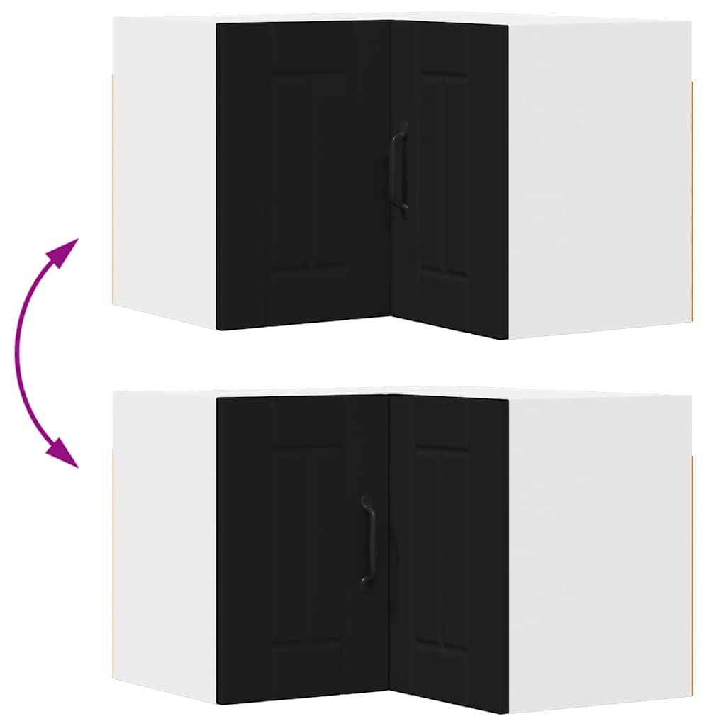 Kjøkken veggskap med hylle Svart 57 x 57 x 40 cm Konstruert tre