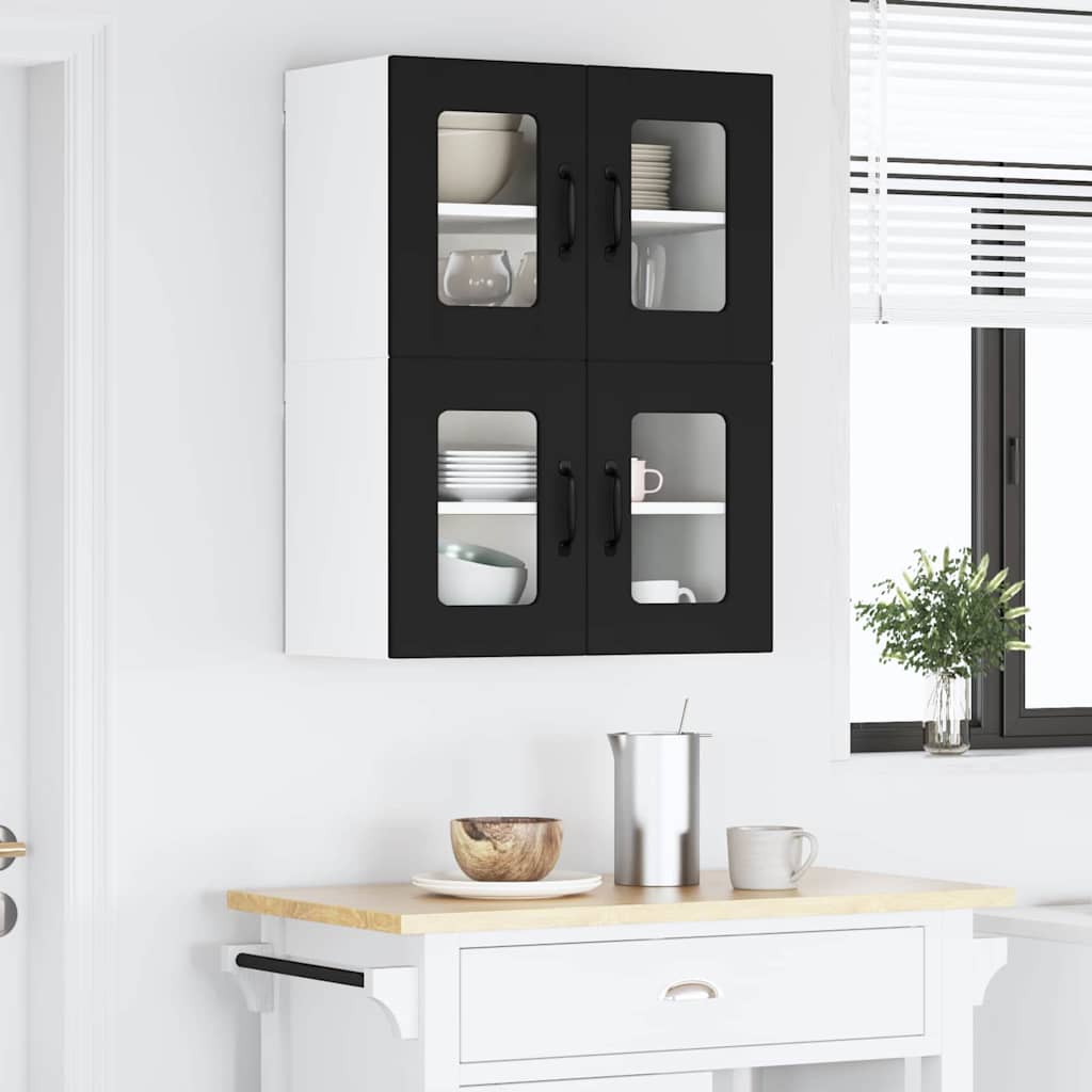 Vegghylle LUCCA 2 pcs Svart 60 x 31 x 40 cm Konstruert tre