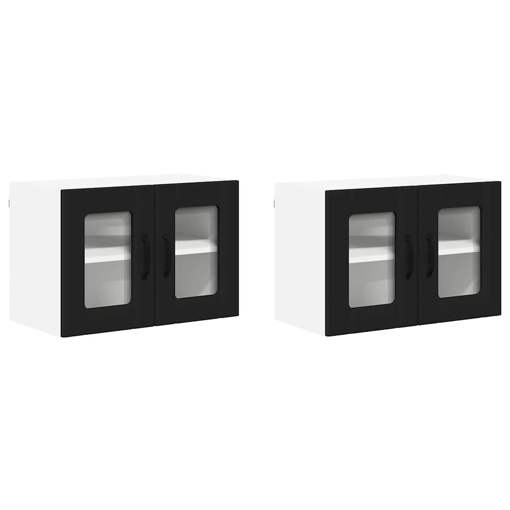 Vegghylle LUCCA 2 pcs Svart 60 x 31 x 40 cm Konstruert tre