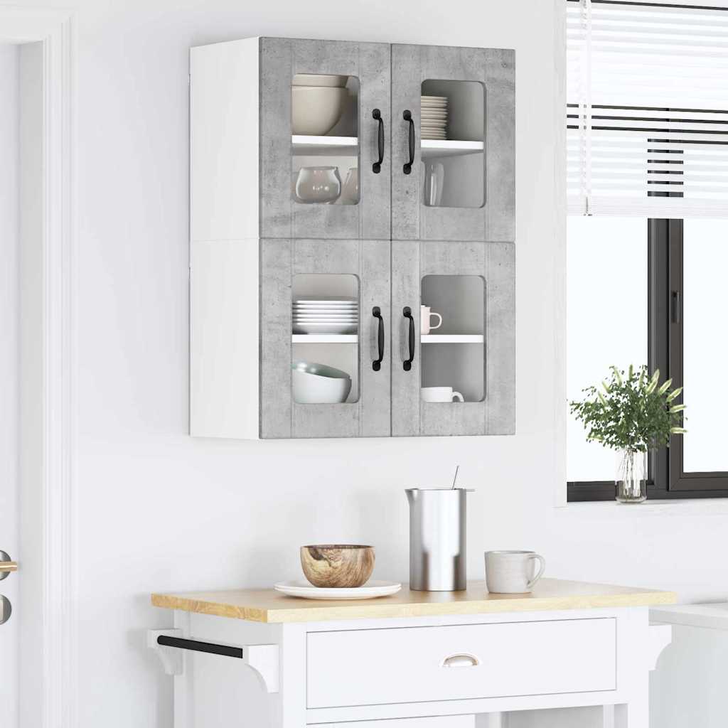 Vegghylle LUCCA 2 pcs Betonggrå 60 x 31 x 40 cm Konstruert tre