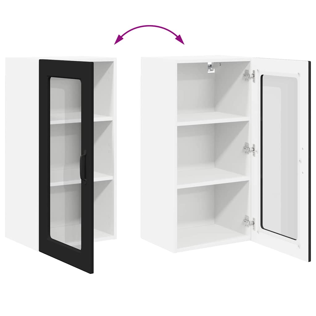 Kjøkken veggskap med hylle Svart 40 x 31 x 80 cm Konstruert tre