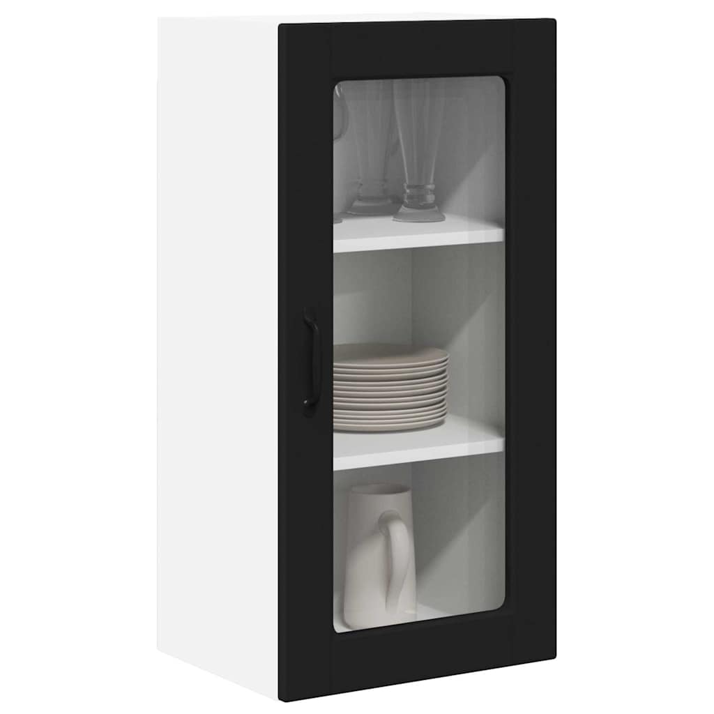 Vegghylle LUCCA 2 pcs Svart 40 x 31 x 80 cm Konstruert tre