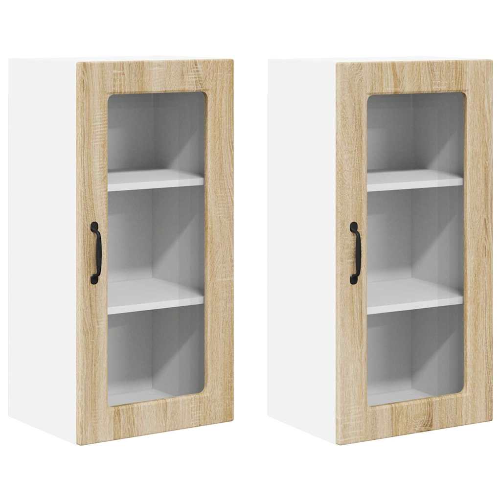 Vegghylle LUCCA 2 pcs Sonoma eik 40 x 31 x 80 cm Konstruert tre
