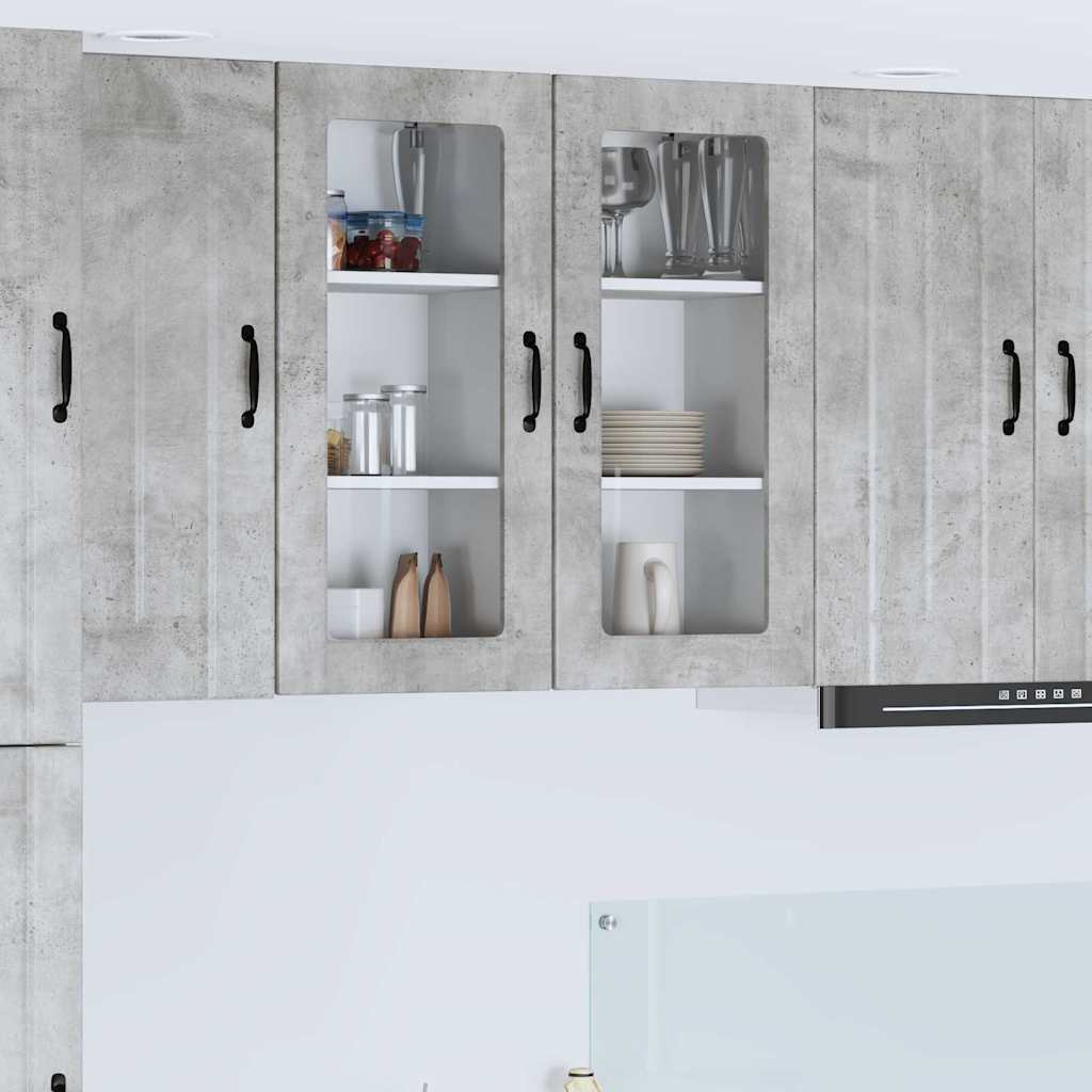 Vegghylle LUCCA 2 pcs Betonggrå 40 x 31 x 80 cm Konstruert tre