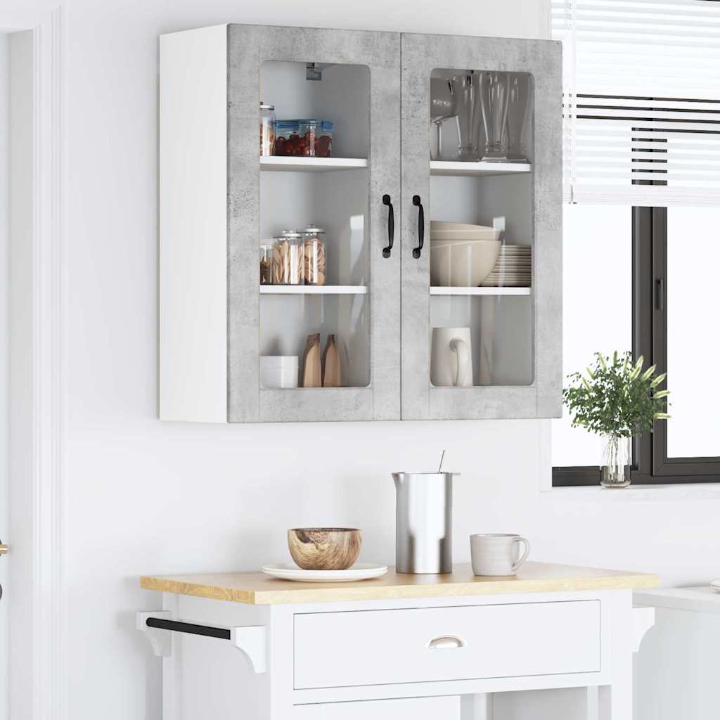 Vegghylle LUCCA 2 pcs Betonggrå 40 x 31 x 80 cm Konstruert tre