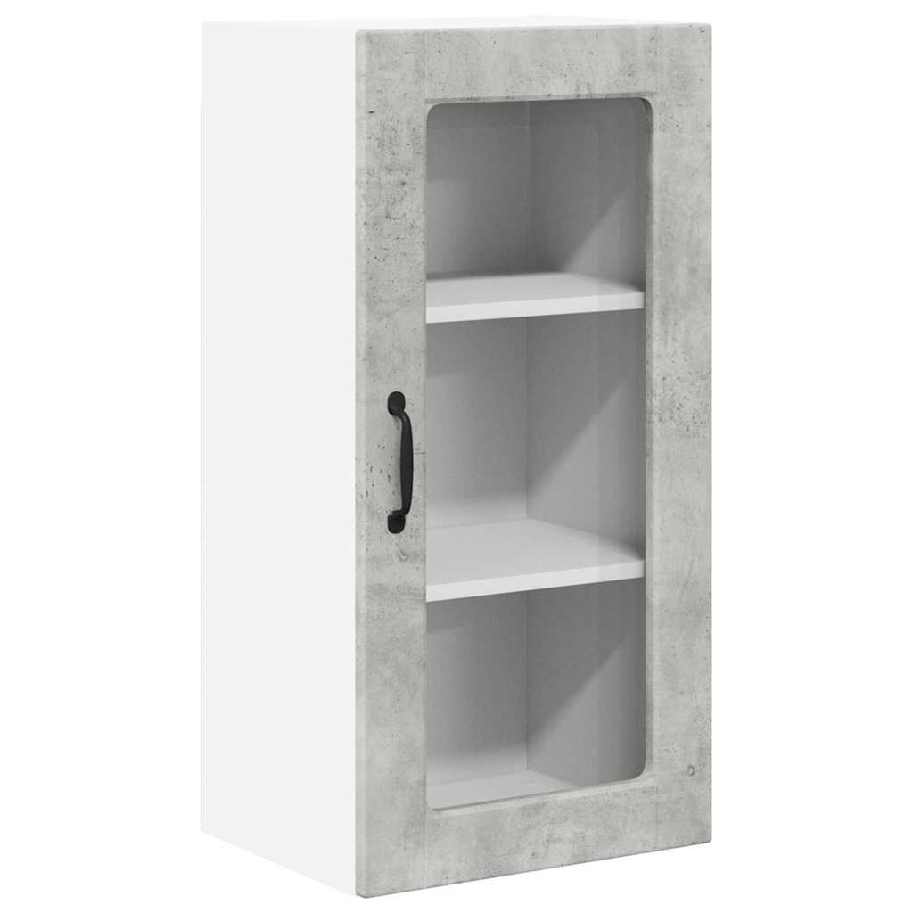 Vegghylle LUCCA 2 pcs Betonggrå 40 x 31 x 80 cm Konstruert tre