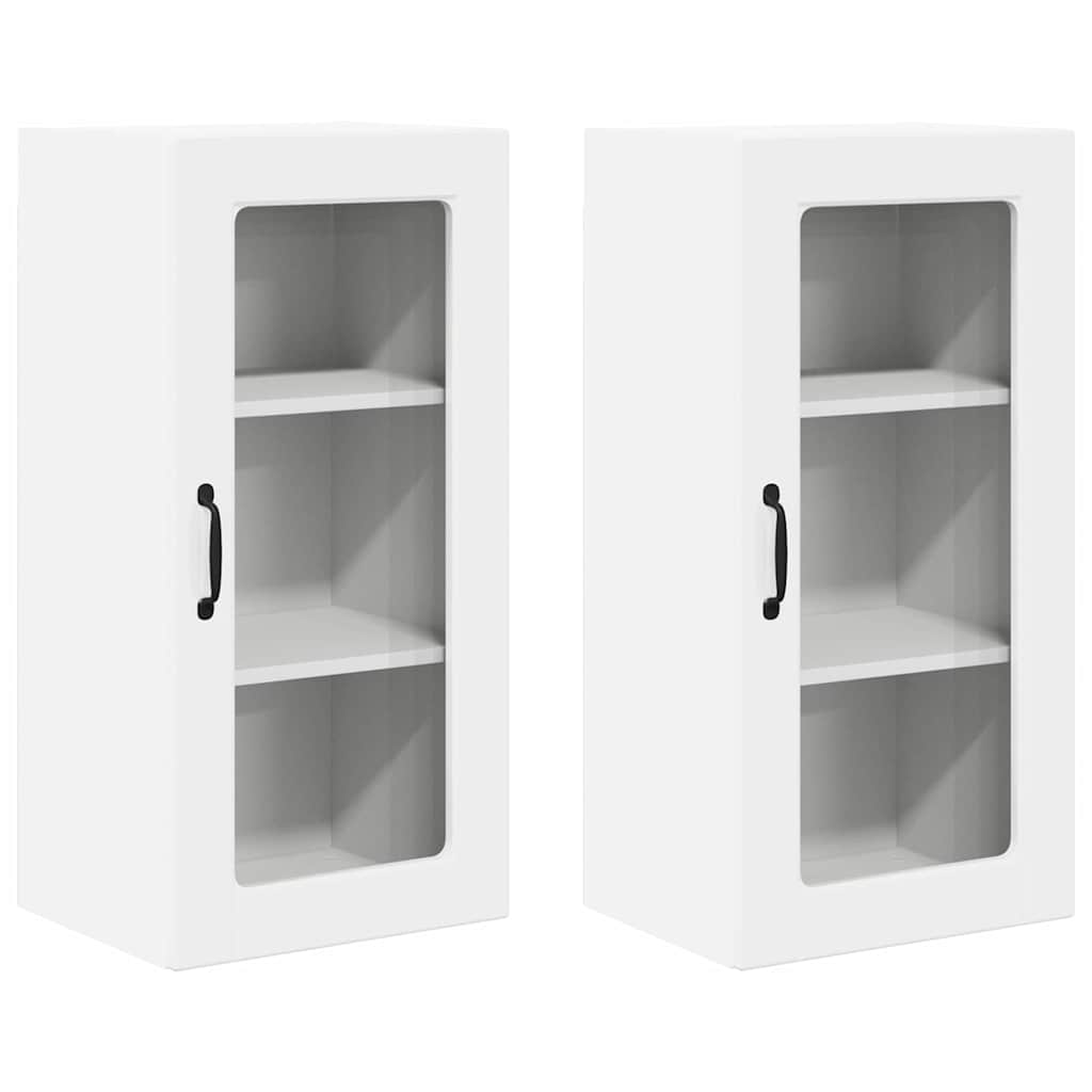 Vegghylle LUCCA 2 pcs Høgglans hvit 40 x 31 x 80 cm
