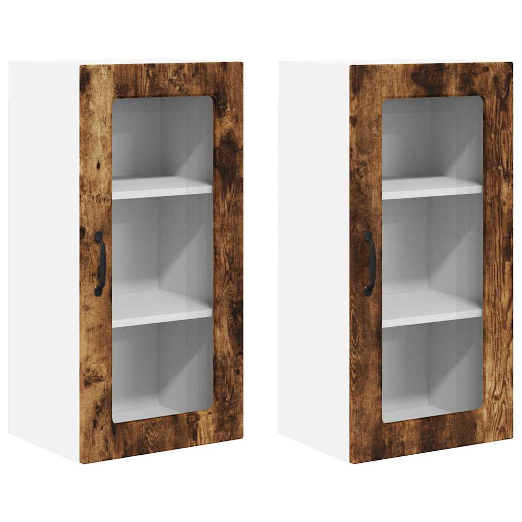 Vegghylle LUCCA 2 pcs Røkt Eik 40 x 31 x 80 cm Konstruert tre