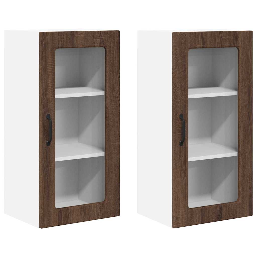 Vegghylle LUCCA 2 pcs Brun eik 40 x 31 x 80 cm Konstruert tre