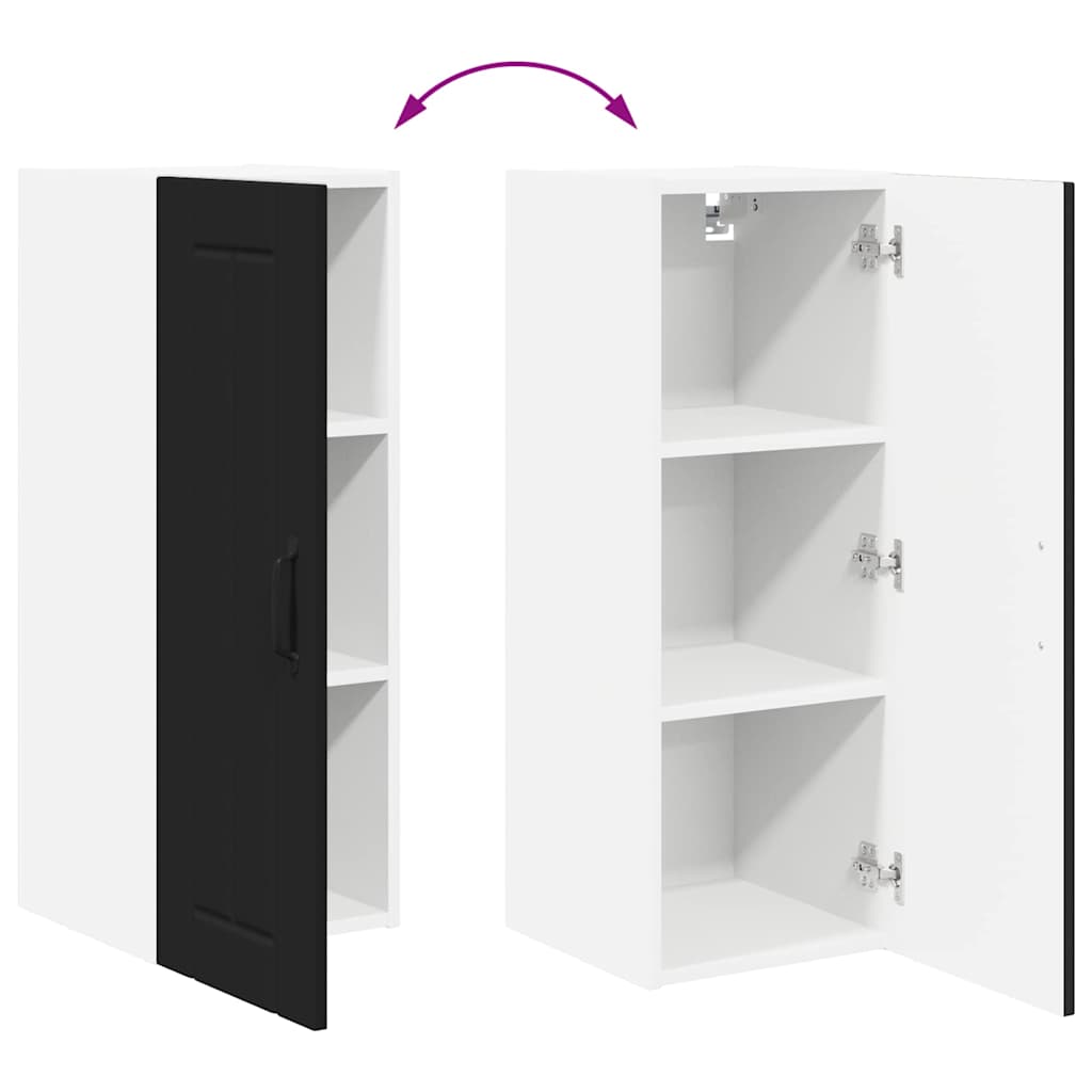 Kjøkken veggskap med hylle Svart 30 x 31 x 80 cm Konstruert tre