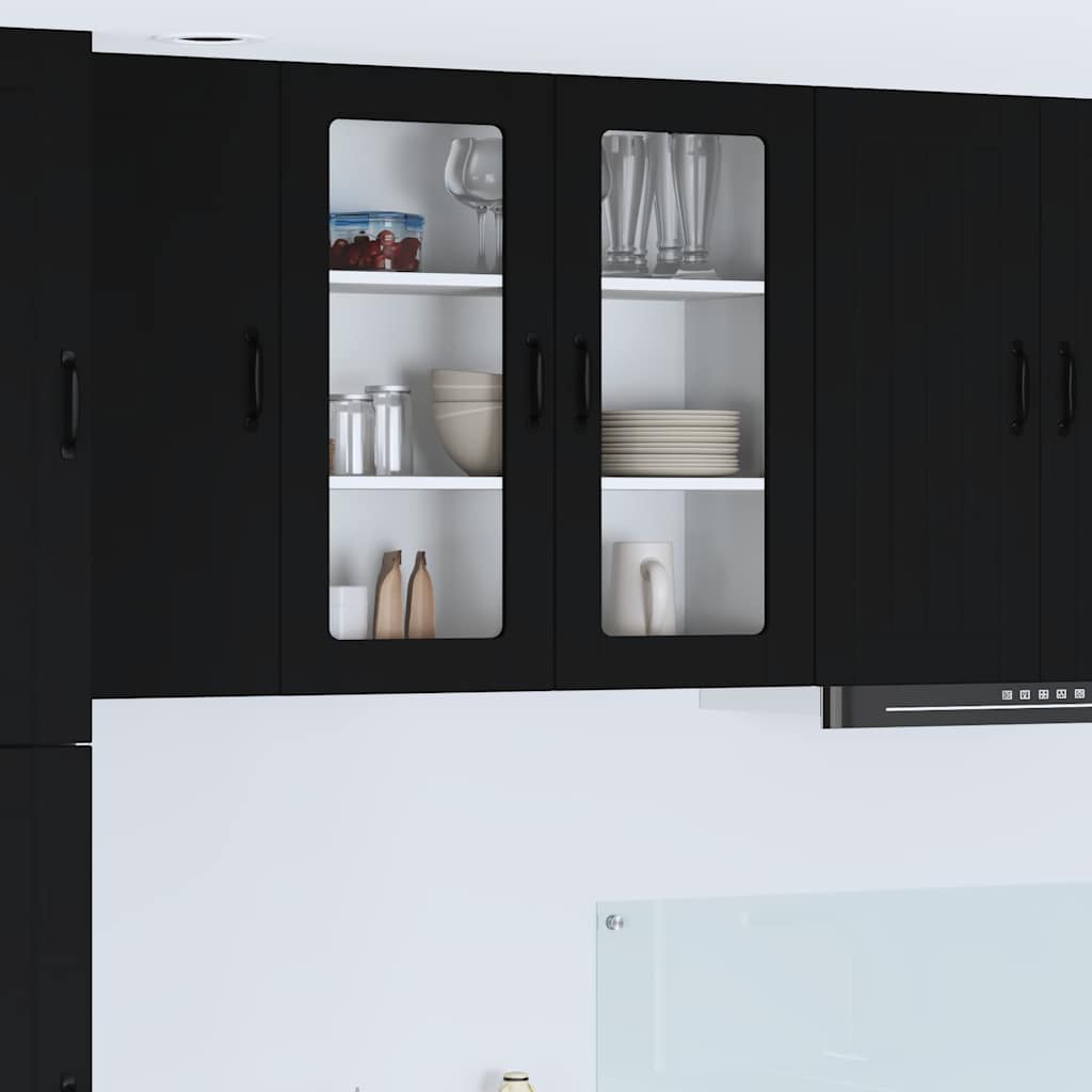 Vegghylle LUCCA Svart 80 x 31 x 80 cm Konstruert tre