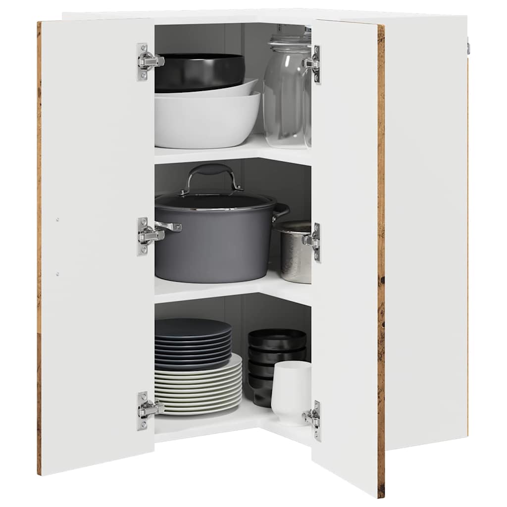 Vegghjørneskap LUCCA Gammelt tre 57 x 57 x 80 cm Konstruert tre
