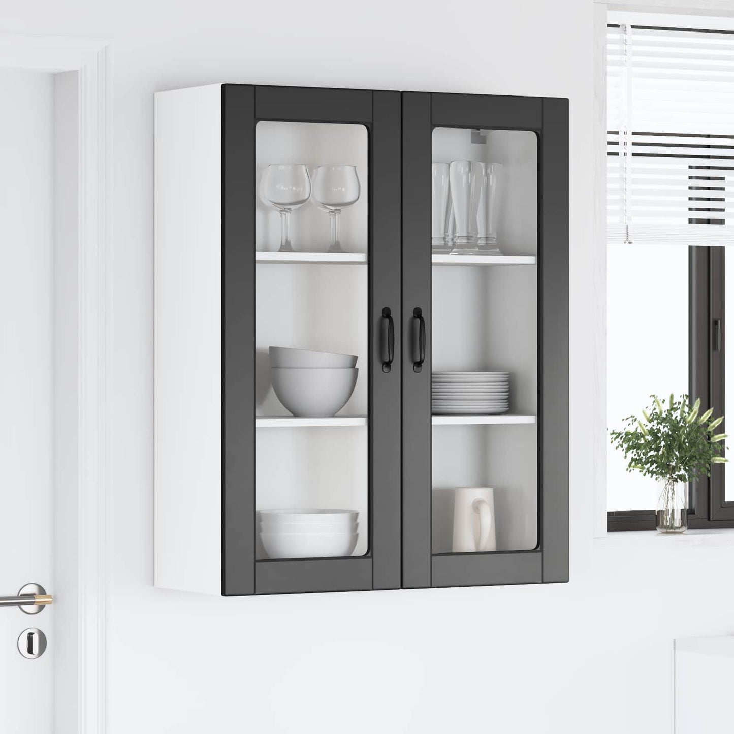 Vegghylle LUCCA Svart 80 x 31 x 100 cm Konstruert tre