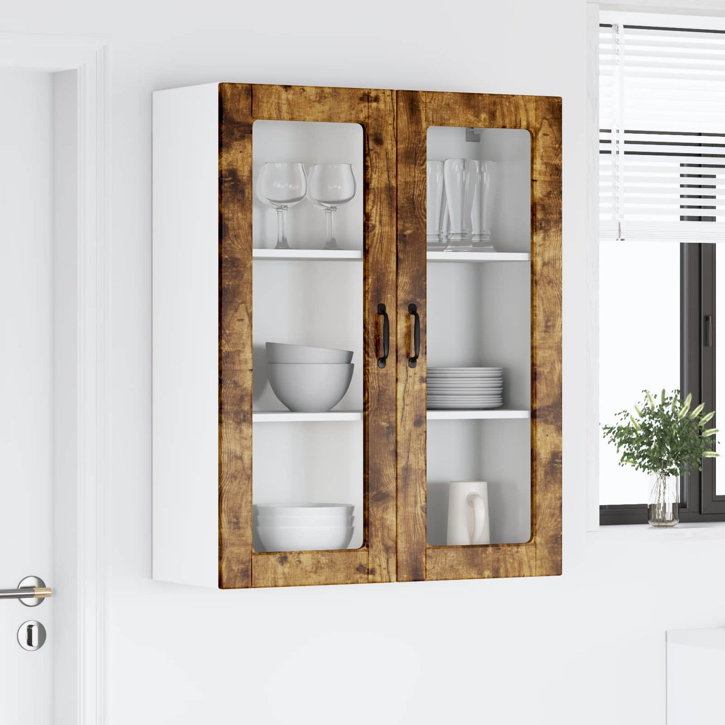 Vegghylle LUCCA Røkt Eik 80 x 31 x 100 cm Konstruert tre