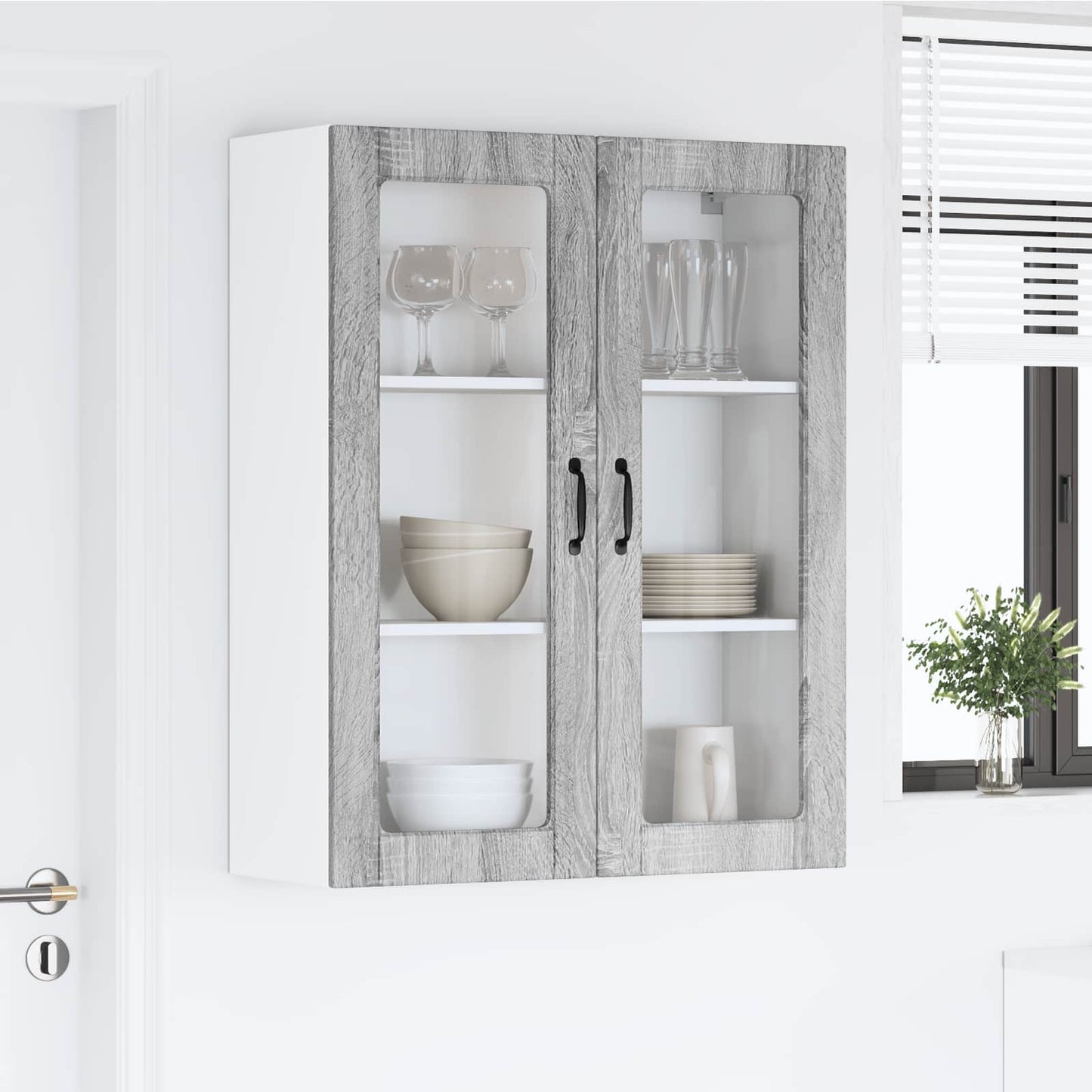 Vegghylle LUCCA Grå sonoma 80 x 31 x 100 cm Konstruert tre