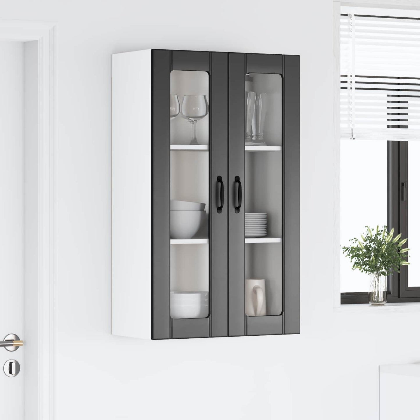 Vegghylle LUCCA Svart 60 x 31 x 100 cm Konstruert tre