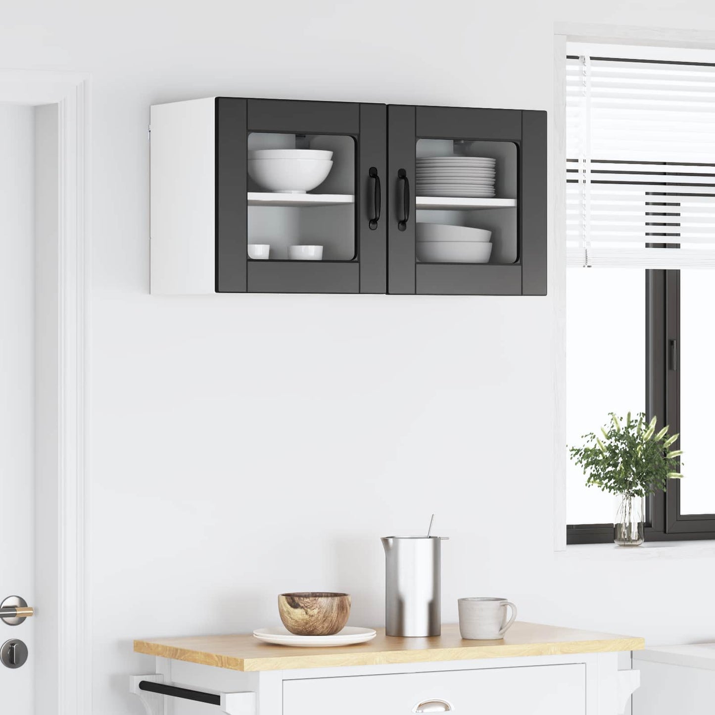 Vegghylle PORTO 2 pcs Svart 40 x 31 x 40 cm Konstruert tre