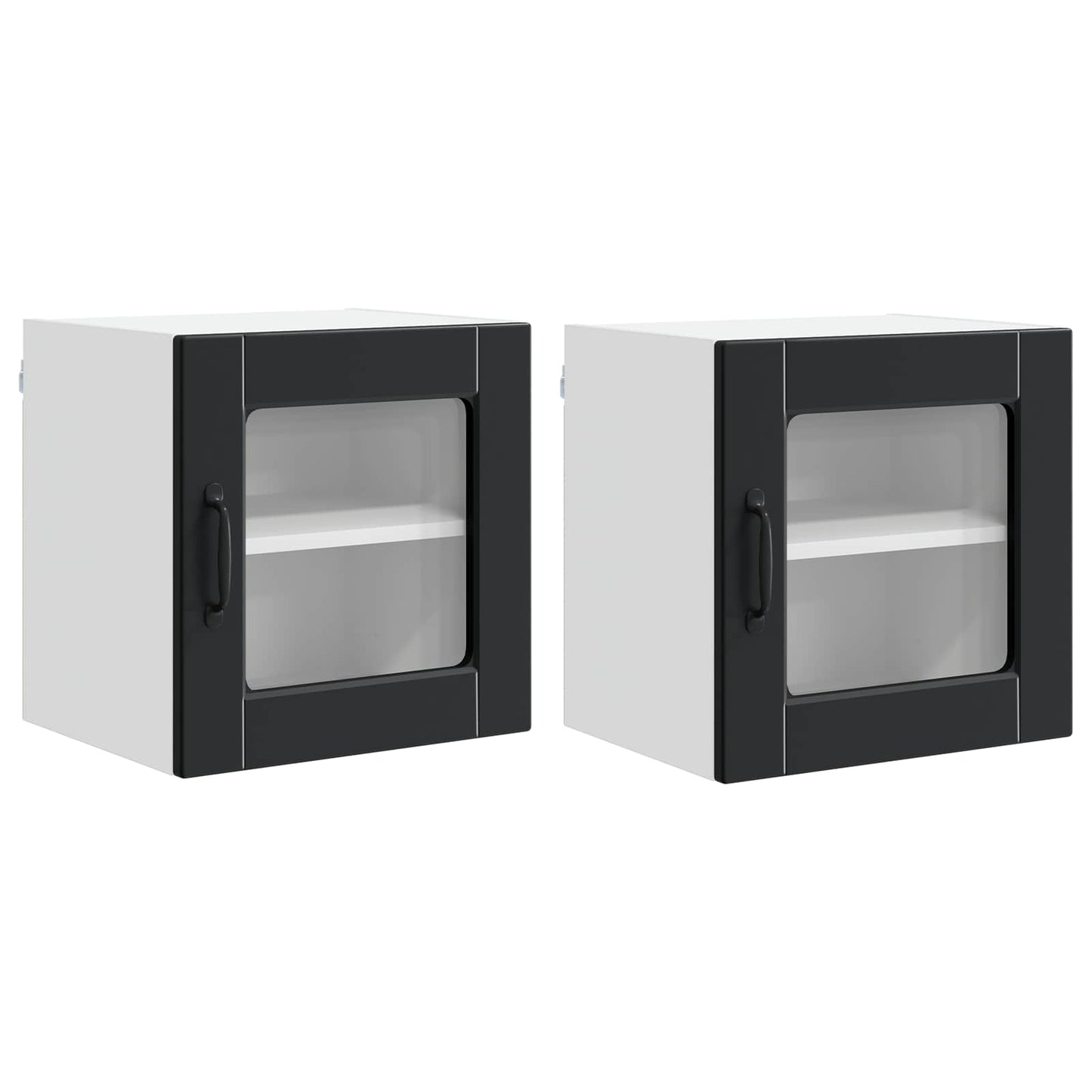 Vegghylle PORTO 2 pcs Svart 40 x 31 x 40 cm Konstruert tre