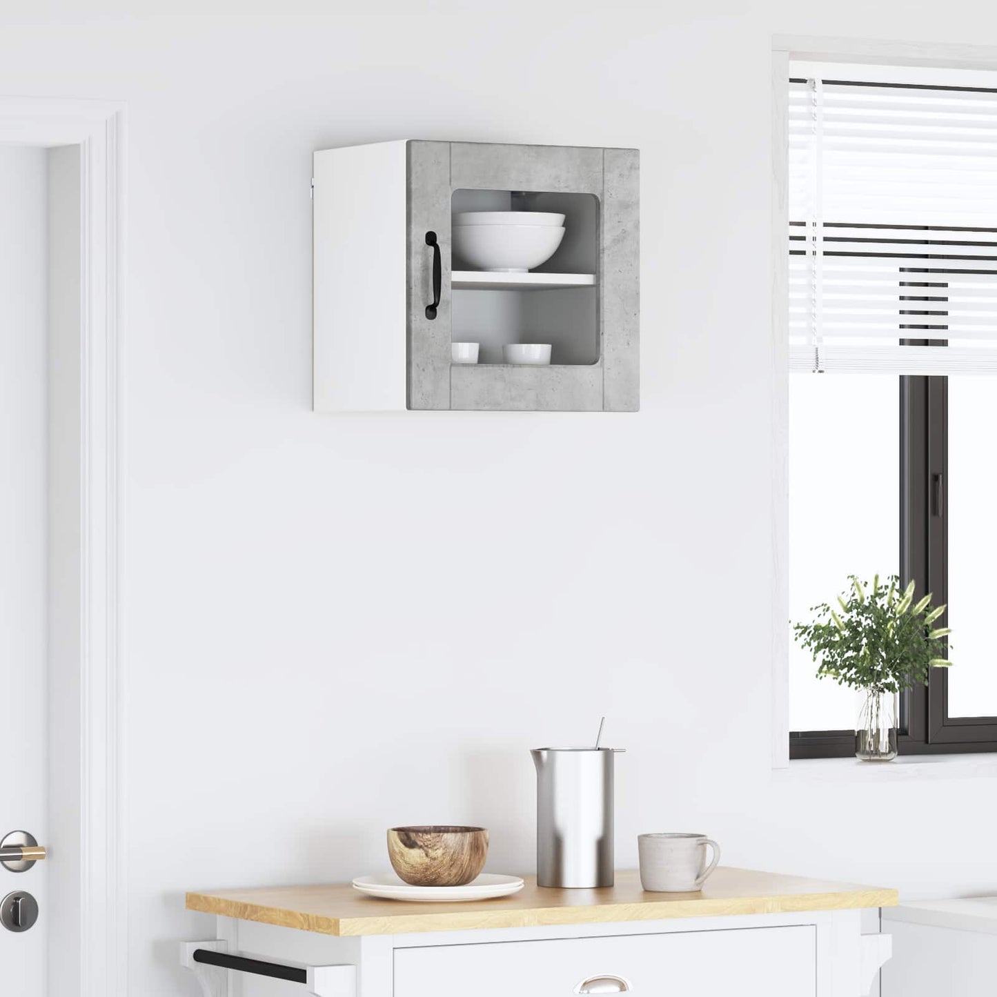 Vegghylle PORTO Betonggrå 40 x 31 x 40 cm Konstruert tre