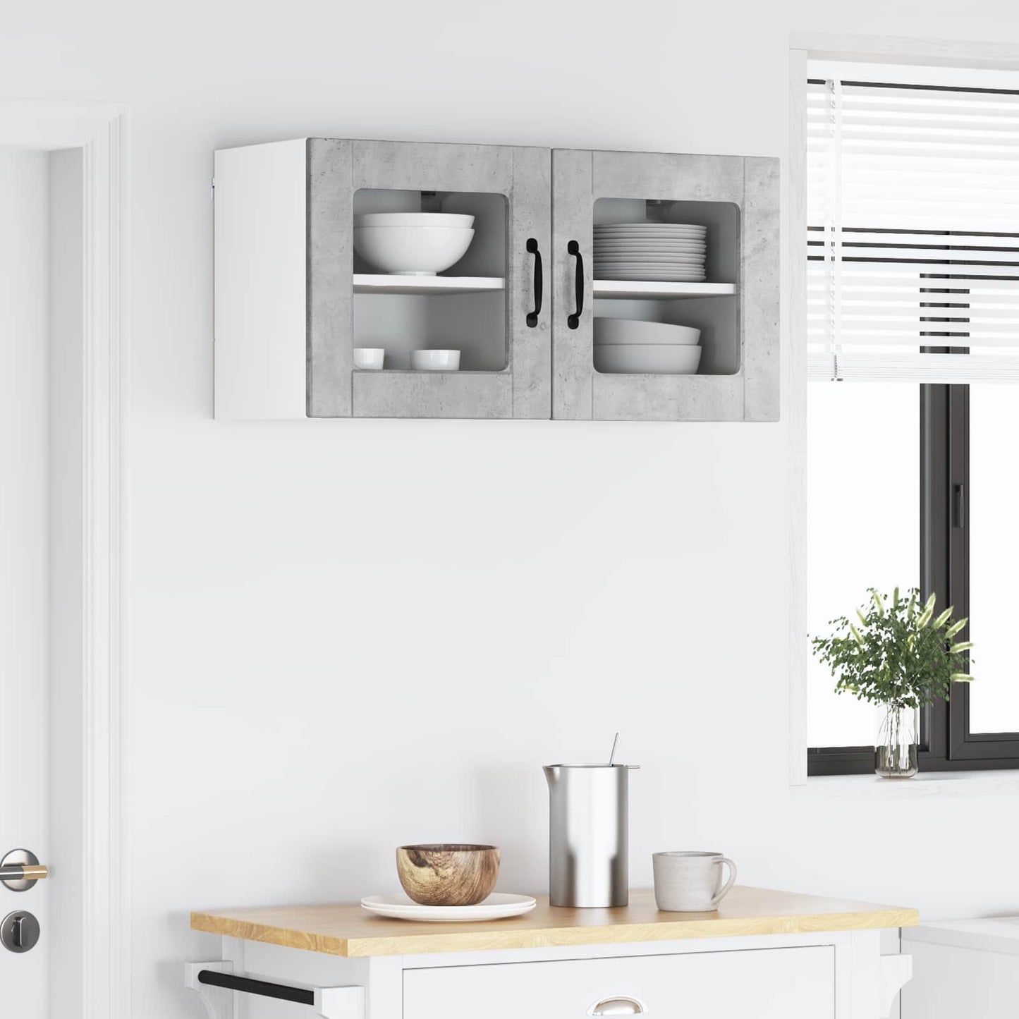 Vegghylle PORTO 2 pcs Betonggrå 40 x 31 x 40 cm Konstruert tre