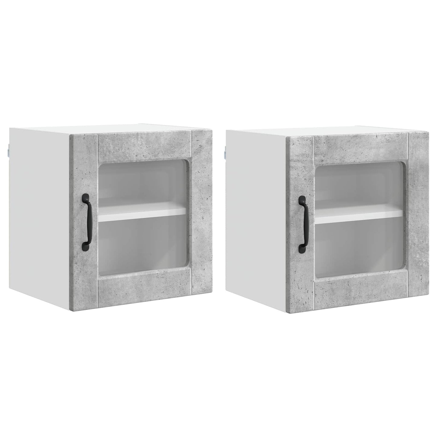 Vegghylle PORTO 2 pcs Betonggrå 40 x 31 x 40 cm Konstruert tre