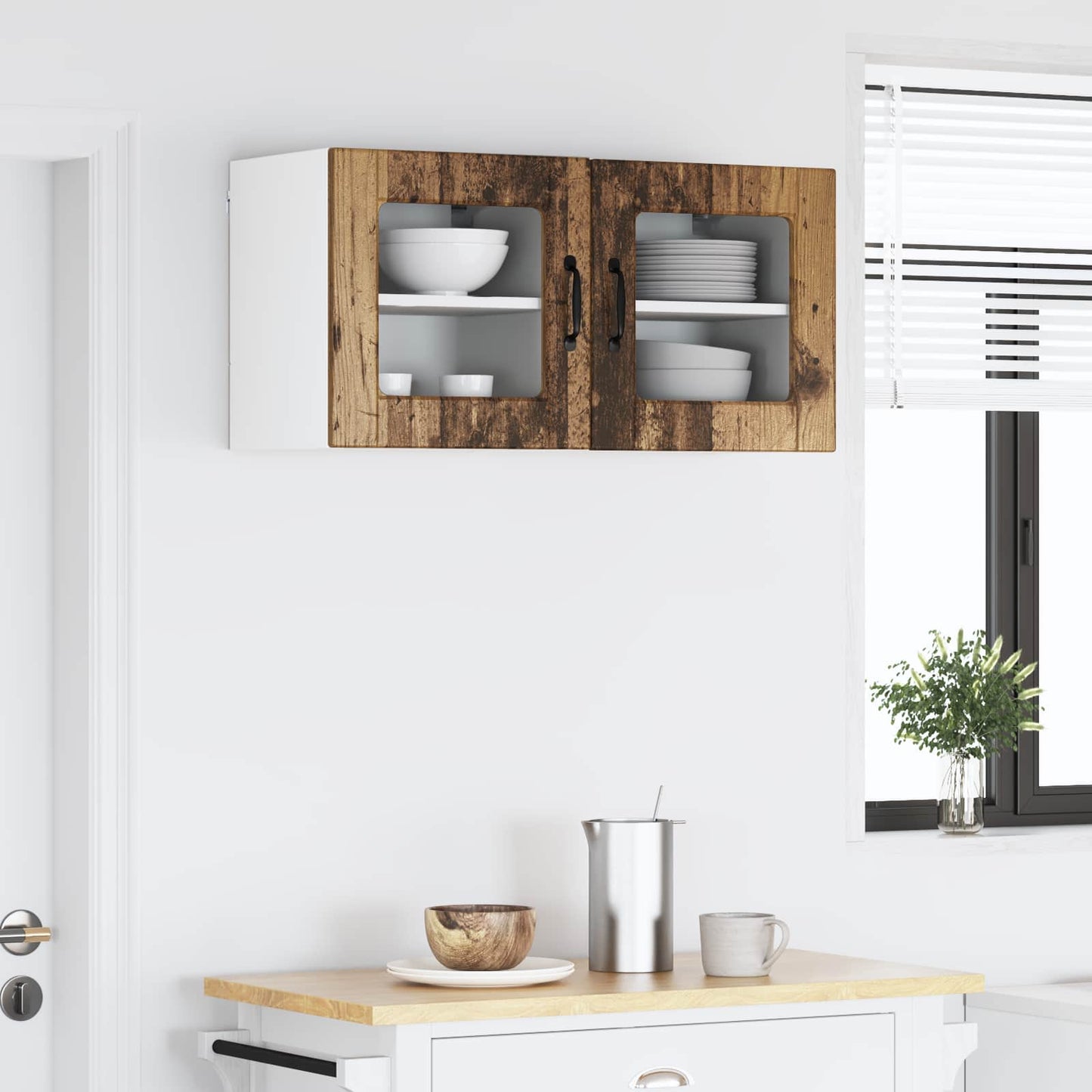 Vegghylle PORTO 2 pcs Gammelt tre 40 x 31 x 40 cm