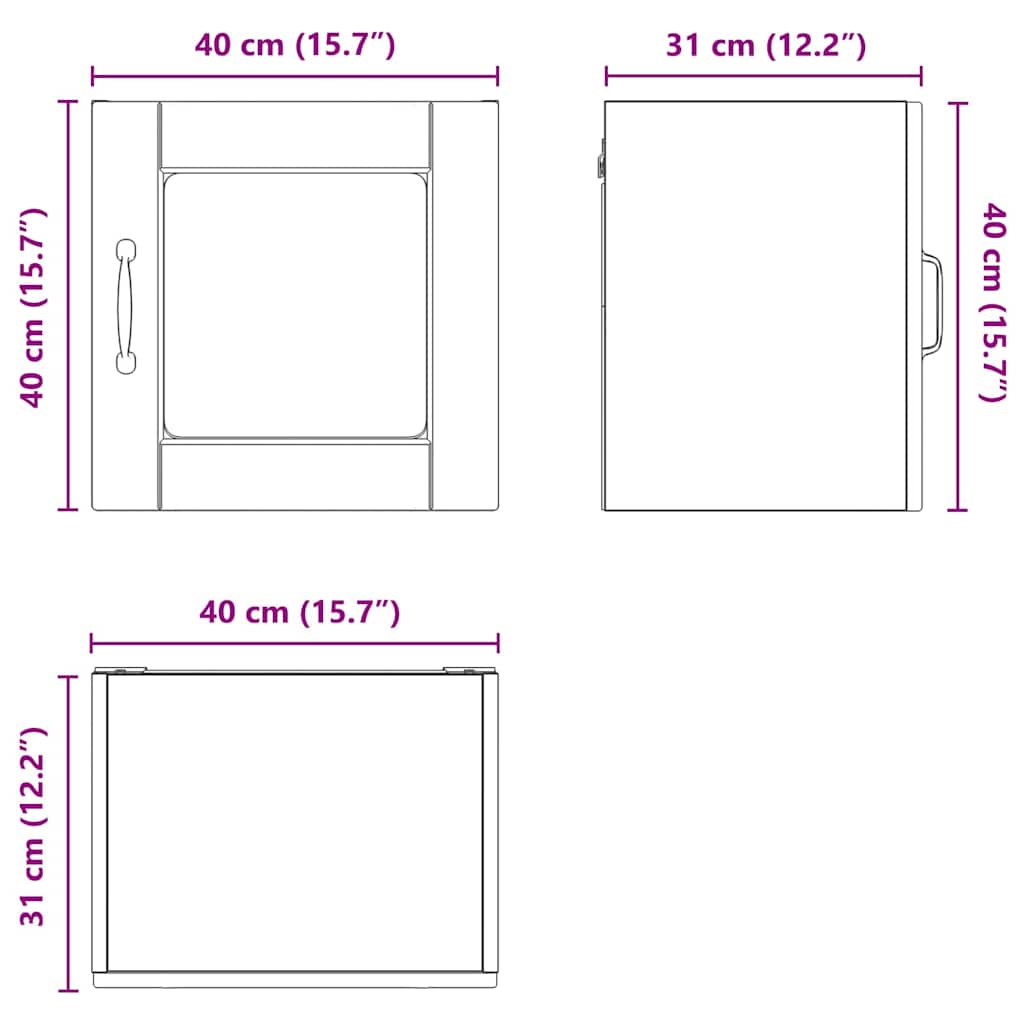 Vegghylle PORTO 2 pcs Artisan Eik 40 x 31 x 40 cm