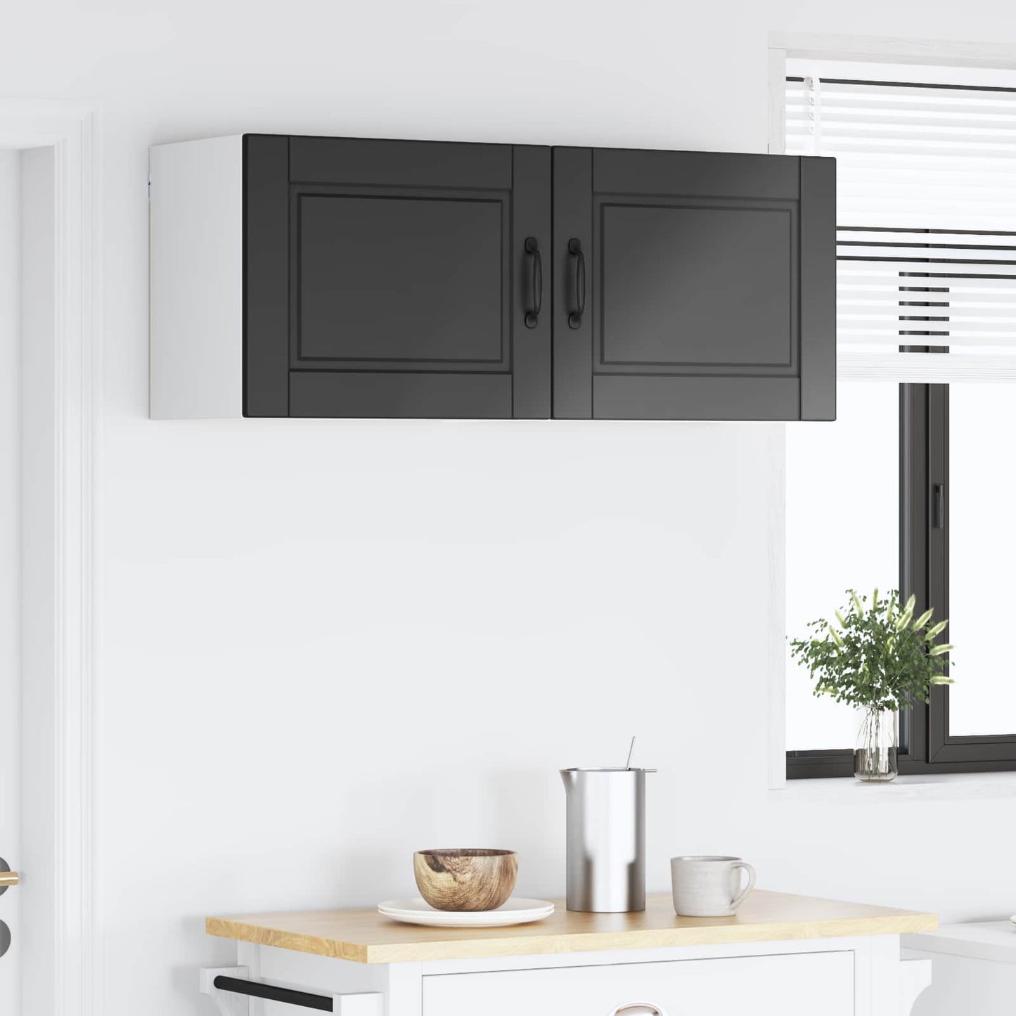 Veggskap PORTO 2 pcs Svart 50 x 31 x 40 cm Konstruert tre