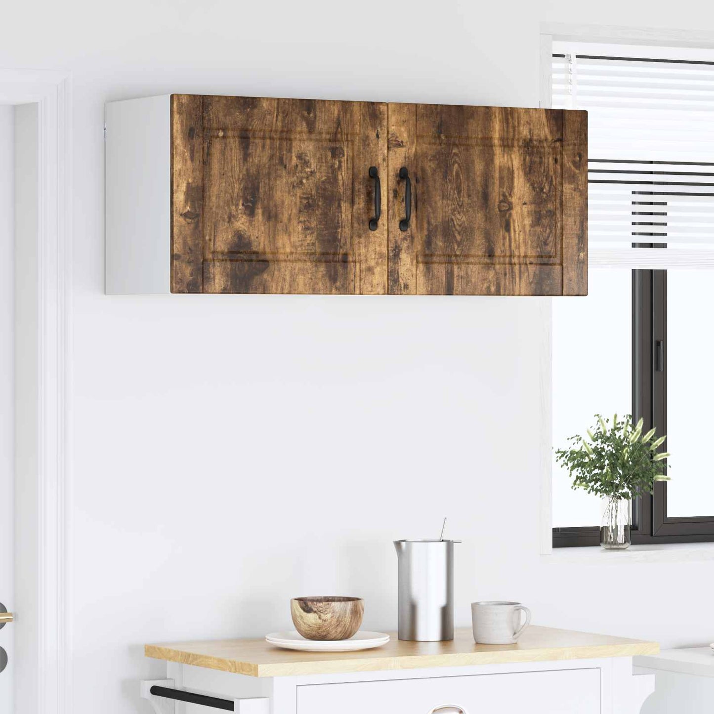 Veggskap PORTO 2 pcs Røkt eik 50 x 31 x 40 cm Konstruert tre