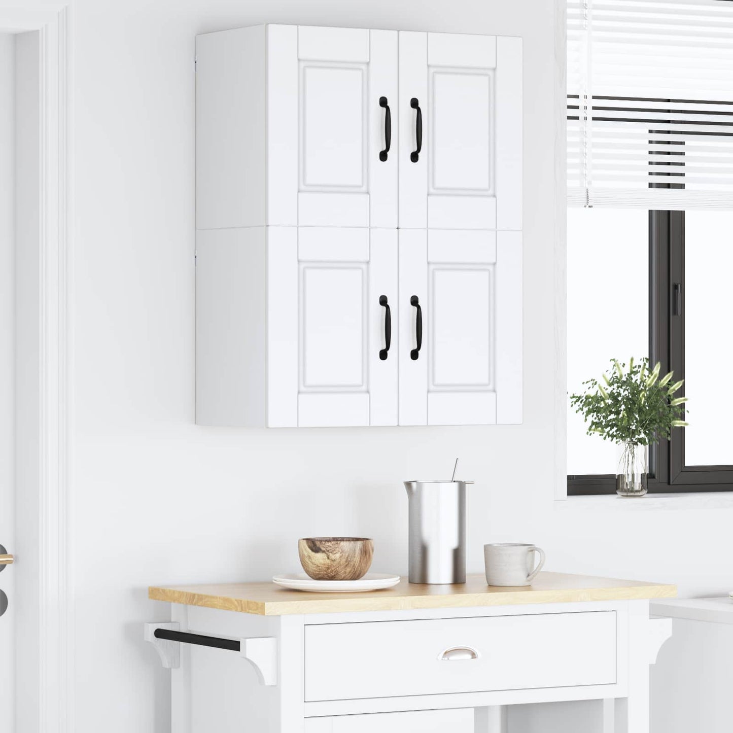 Veggskap PORTO 2 pcs Hvit 60 x 31 x 40 cm Konstruert tre