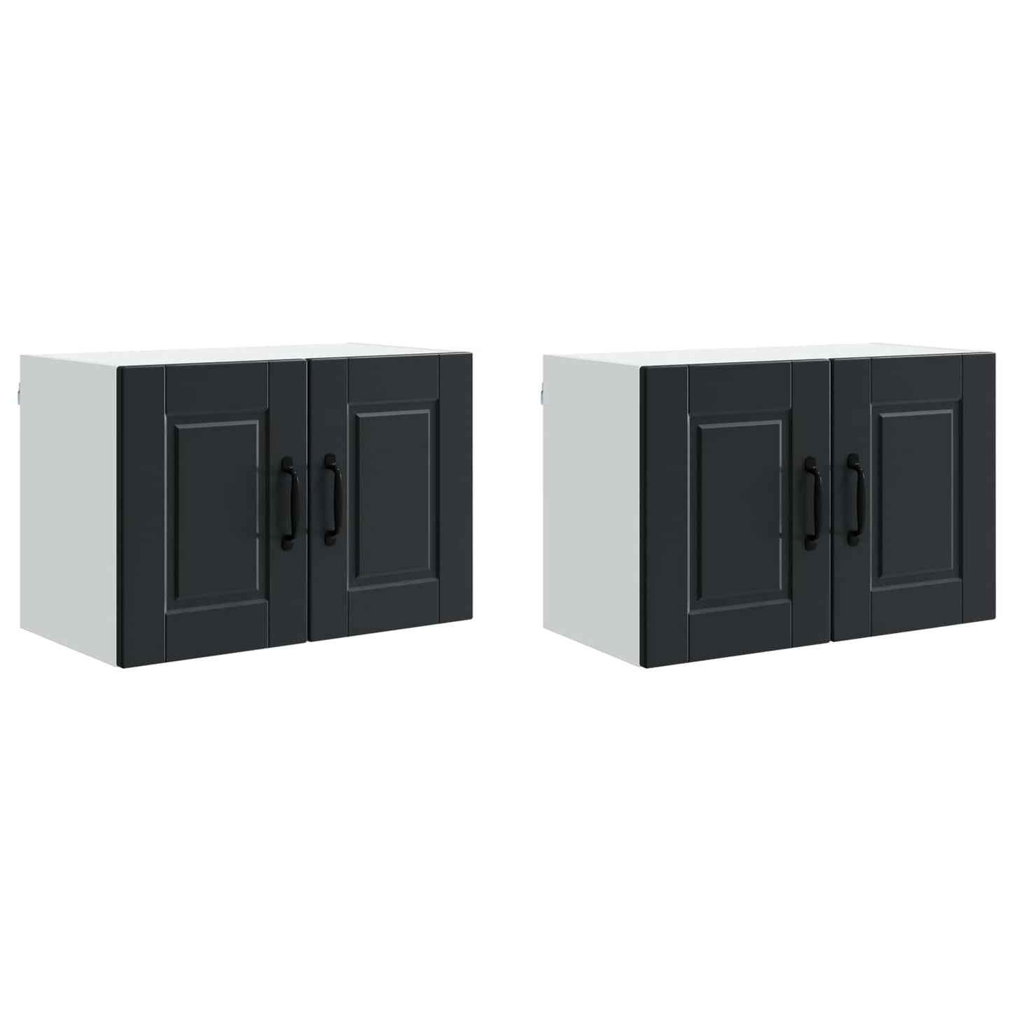 Veggskap PORTO 2 pcs Svart 60 x 31 x 40 cm Konstruert tre