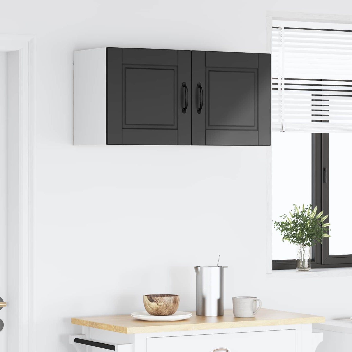 Veggskap PORTO Svart 80 x 31 x 40 cm Konstruert tre